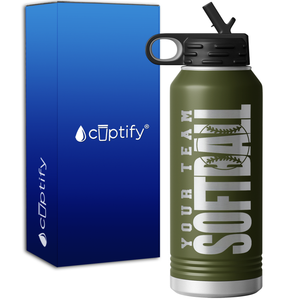 Personalized Team Softball 32oz Sport Water Bottle