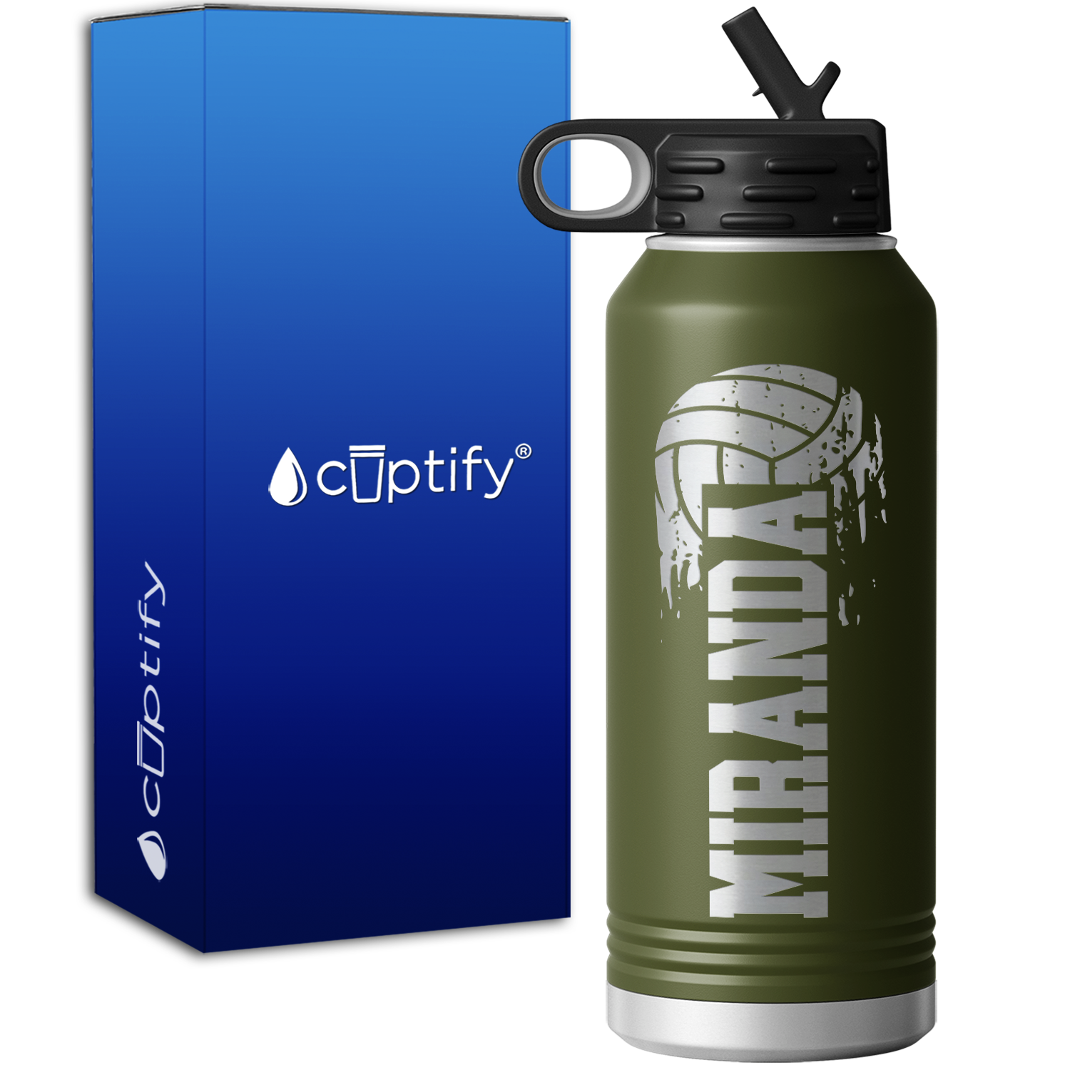 Personalized Flying Volleyball 32oz Sport Water Bottle
