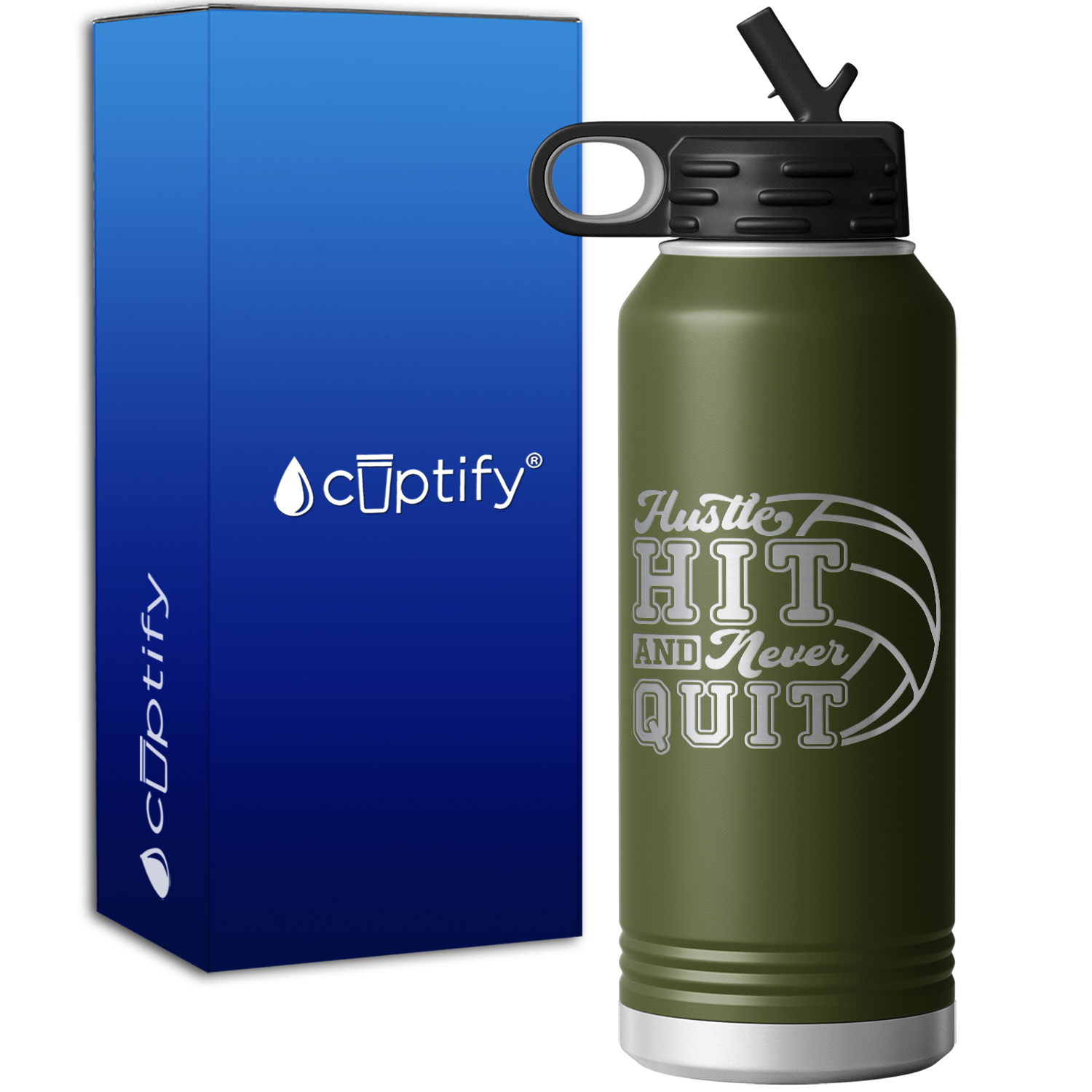 Hustle Hit and Never Quit 32oz Sport Water Bottle