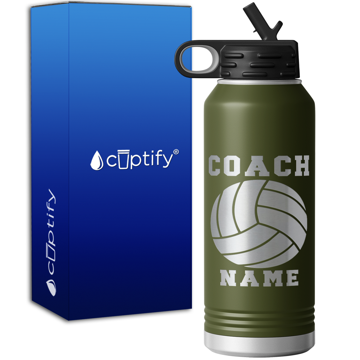 Personalized Coach Volleyball 32oz Sport Water Bottle