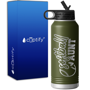 Softball Aunt 32oz Sport Water Bottle