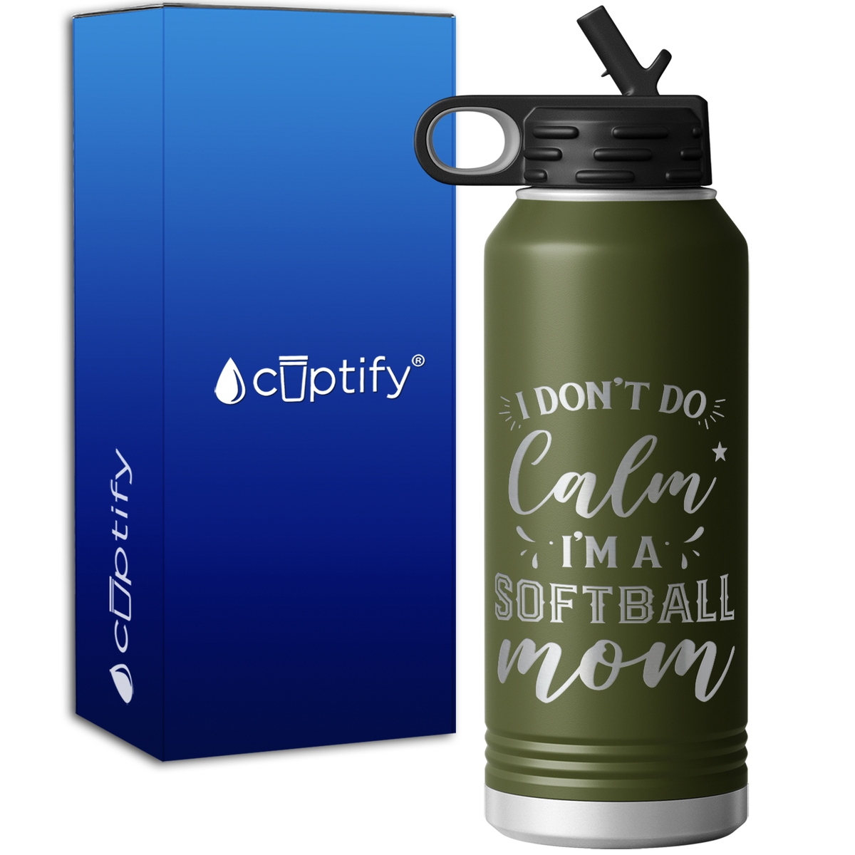 I Don't do Calm Im a Softball Mom 32oz Sport Water Bottle