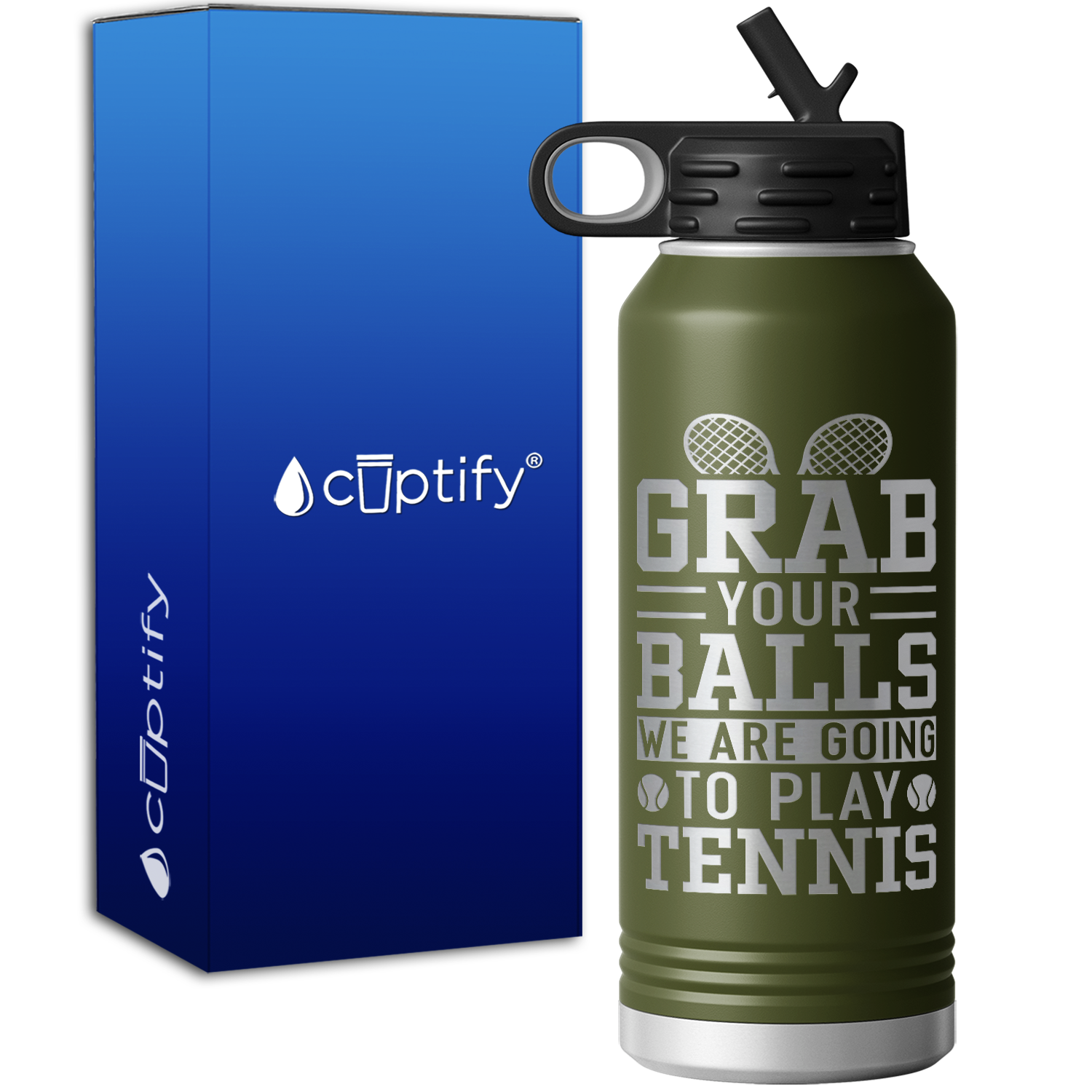 Grab your Balls We are Going to Play Tennis 32oz Sport Water Bottle