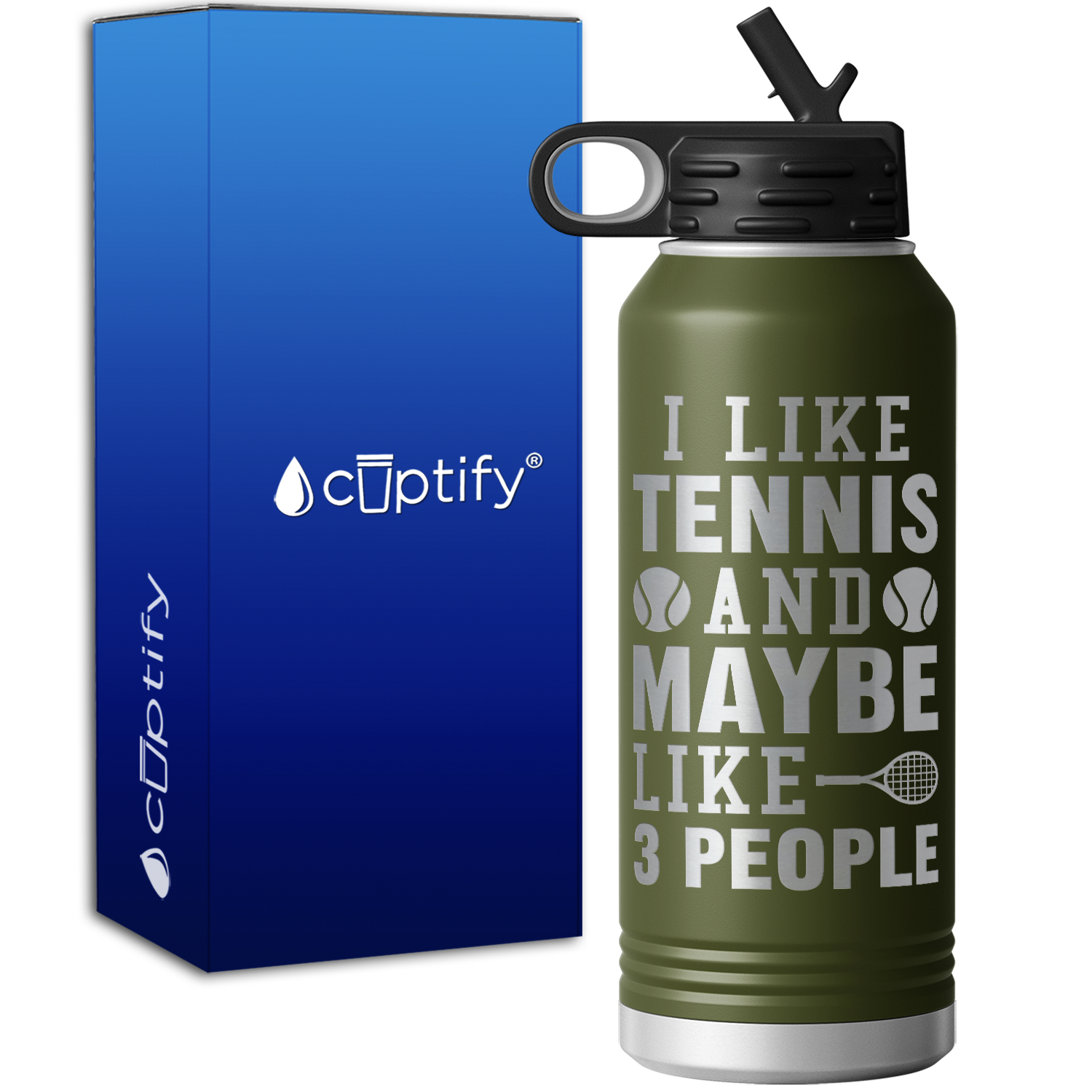 I like Tennis and Maybe LIke 3 People 32oz Sport Water Bottle