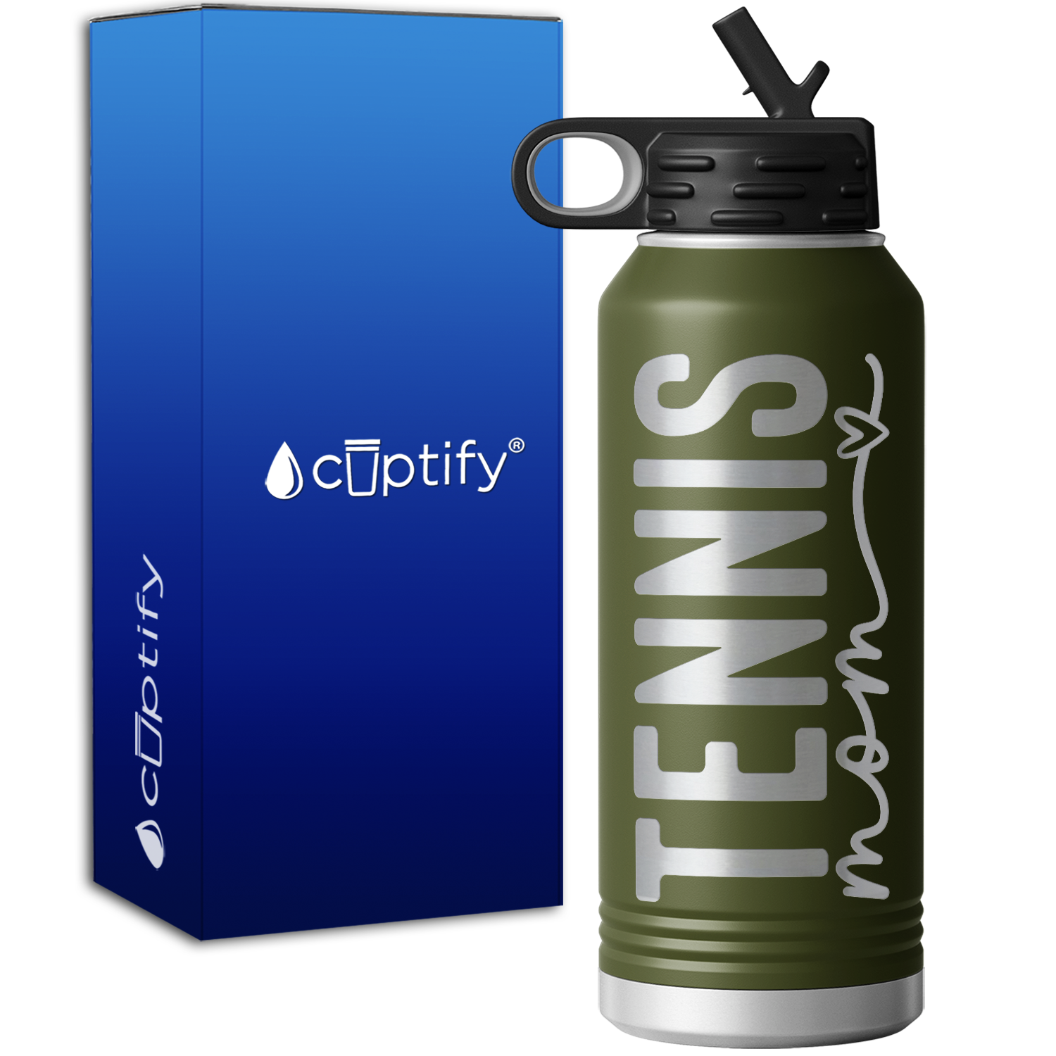 Tennis Mom Heart 32oz Sport Water Bottle