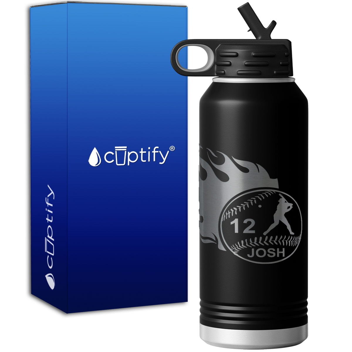 Baseball Personalized 32oz Sport Water Bottle