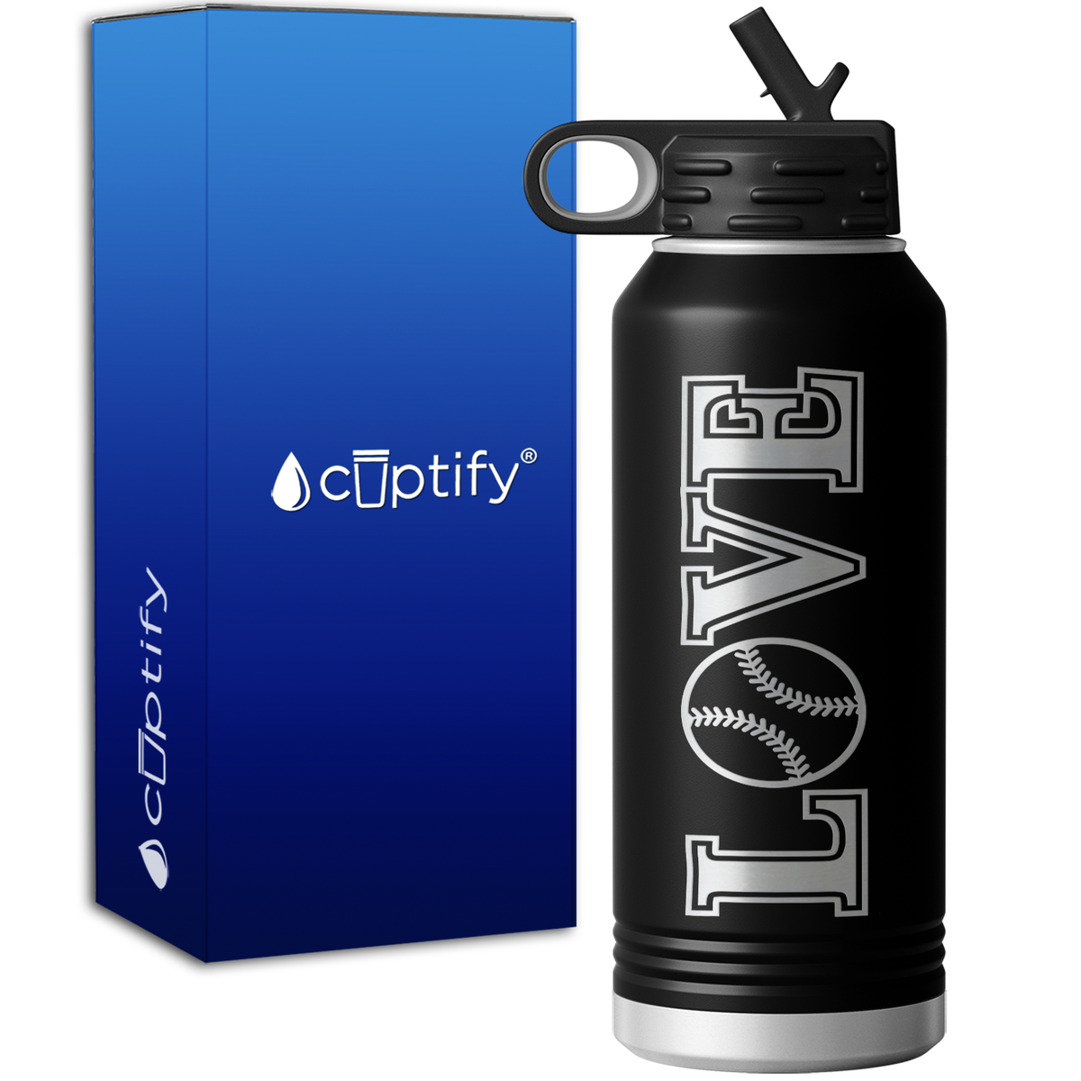 Love Softball 32oz Sport Water Bottle