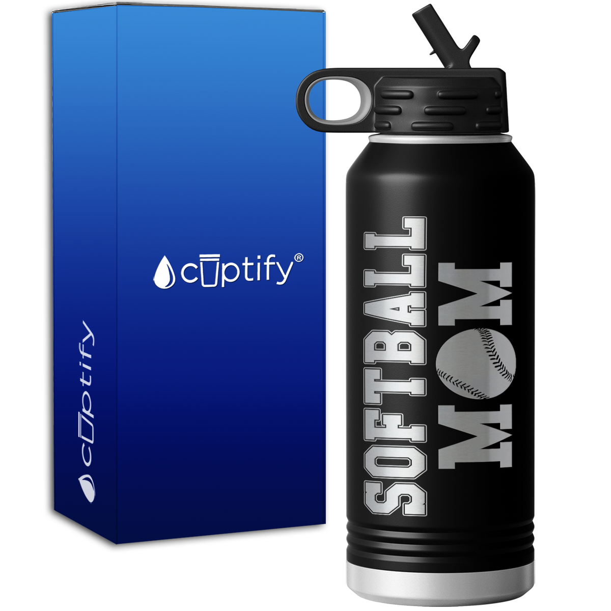 Mom Softball 32oz Sport Water Bottle