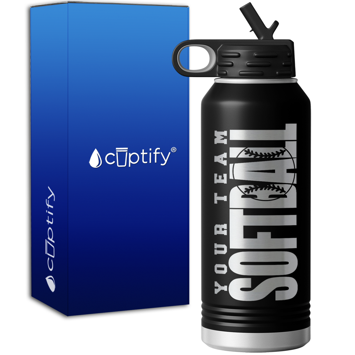 Personalized Team Softball 32oz Sport Water Bottle