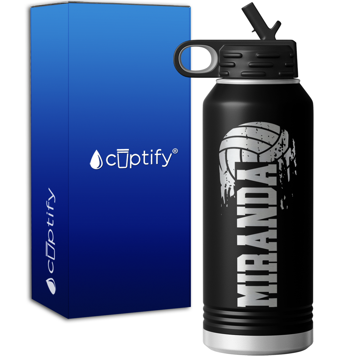 Personalized Flying Volleyball 32oz Sport Water Bottle