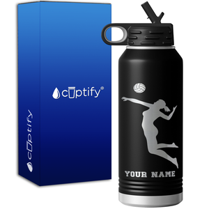 Personalized Jumping Volleyball Girl 32oz Sport Water Bottle