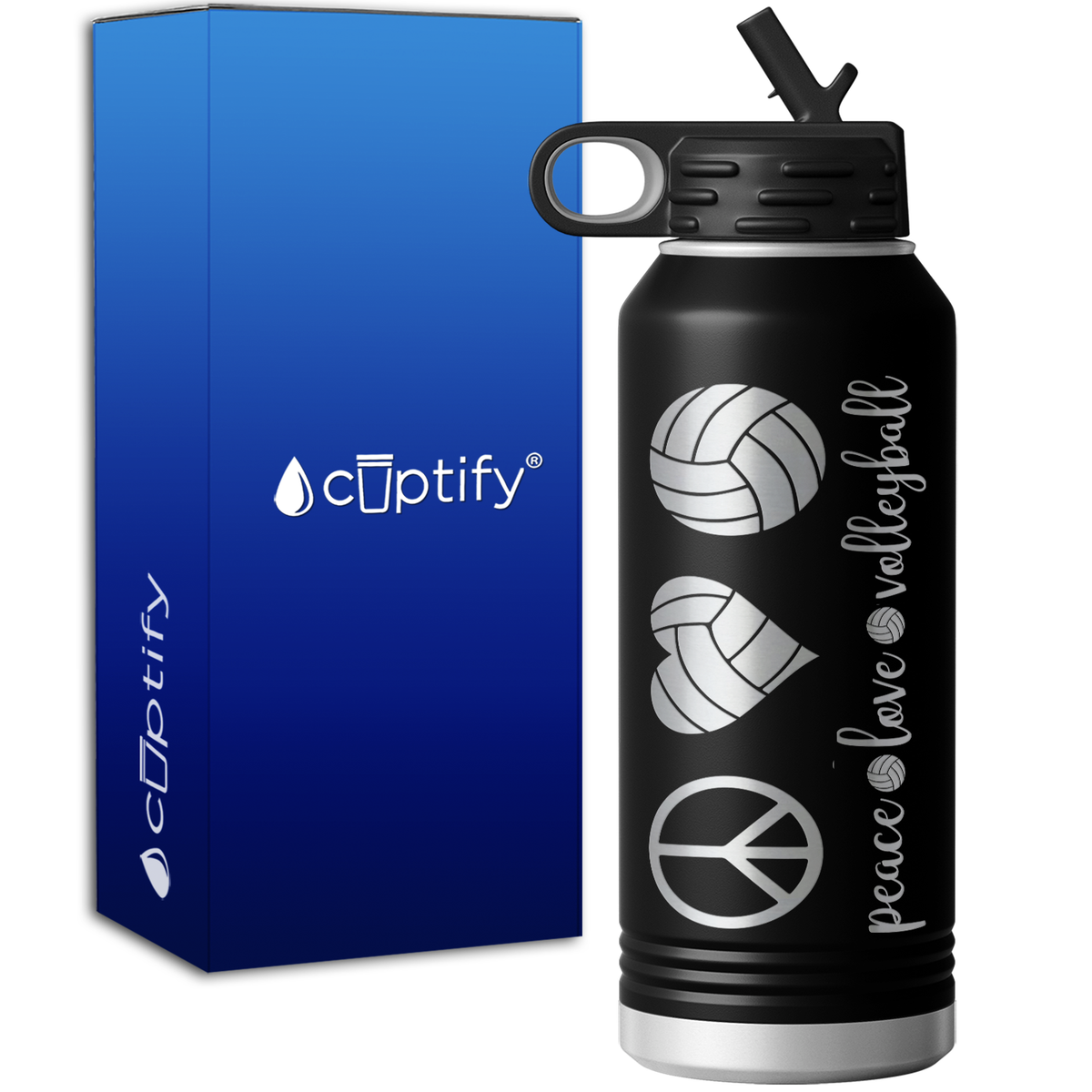 Peace Love Volleyball 32oz Sport Water Bottle