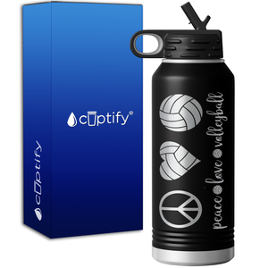 Peace Love Volleyball 32oz Sport Water Bottle