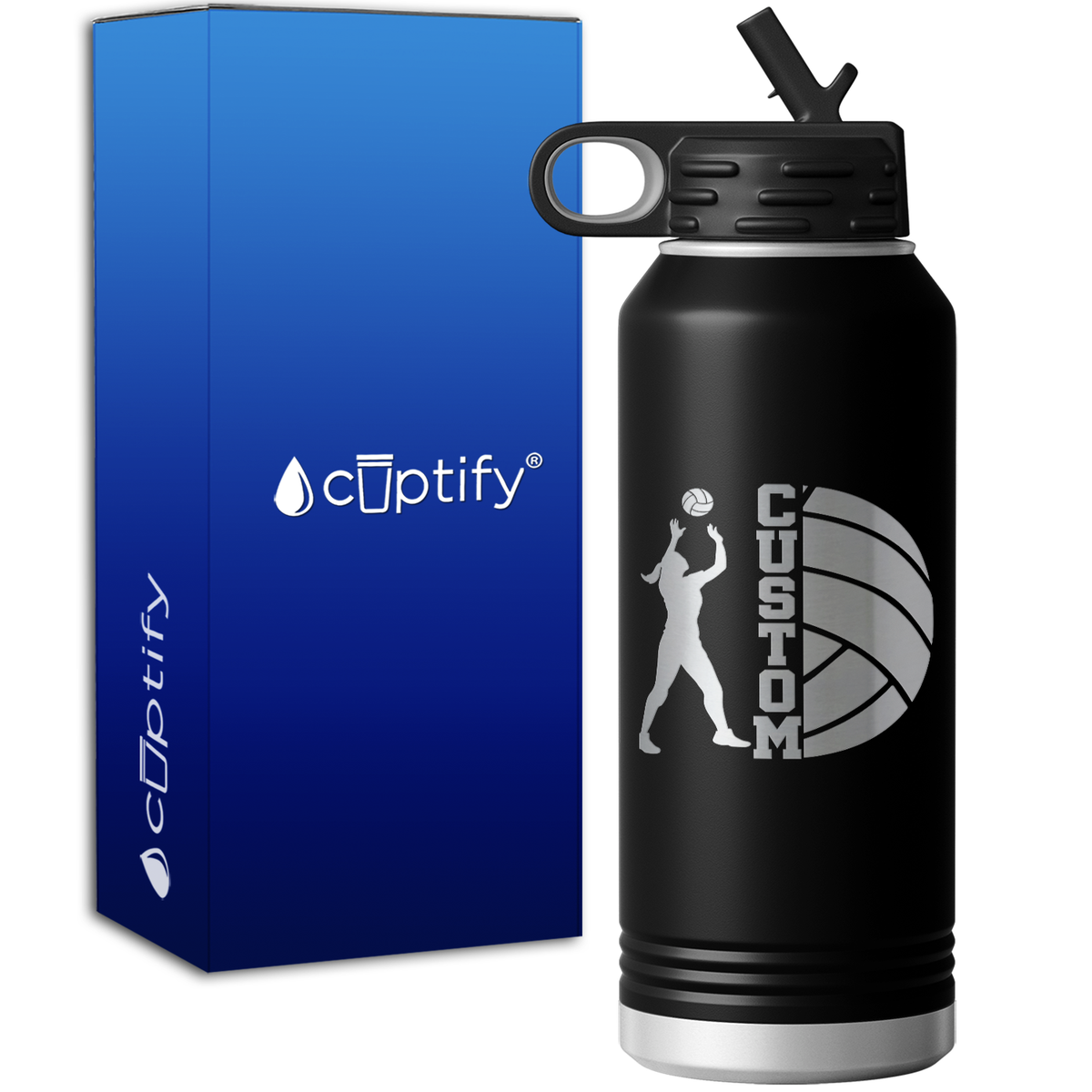 Custom Name Volleyball Player 32oz Sport Water Bottle
