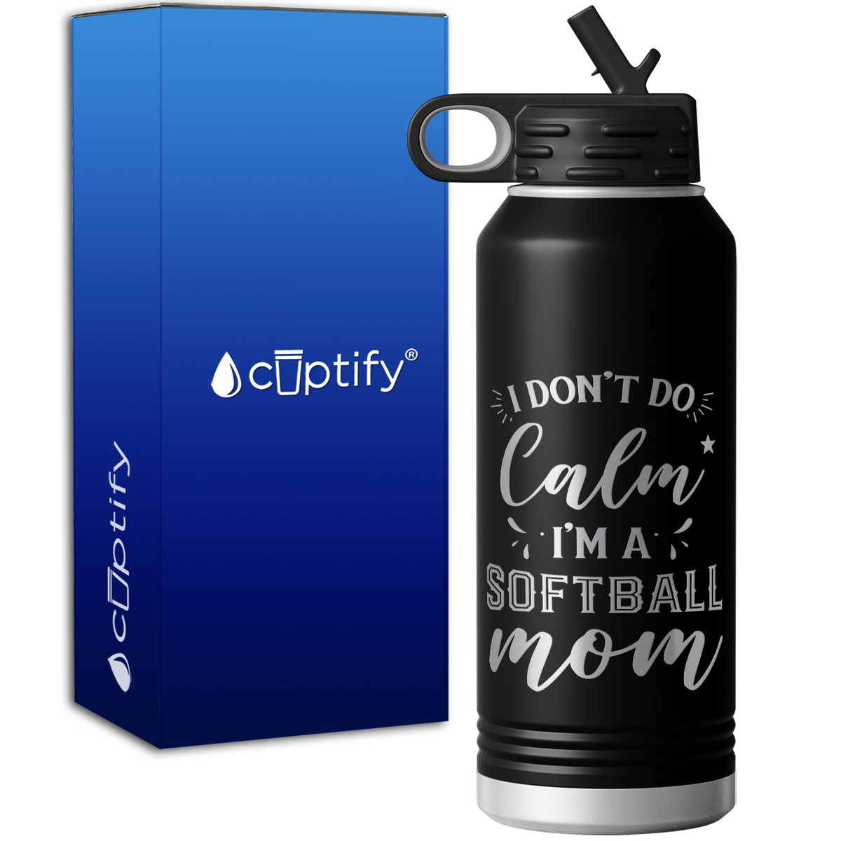 I Don't do Calm Im a Softball Mom 32oz Sport Water Bottle