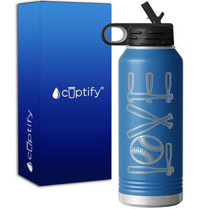 Softball Love Ball and Bats 32oz Sport Water Bottle