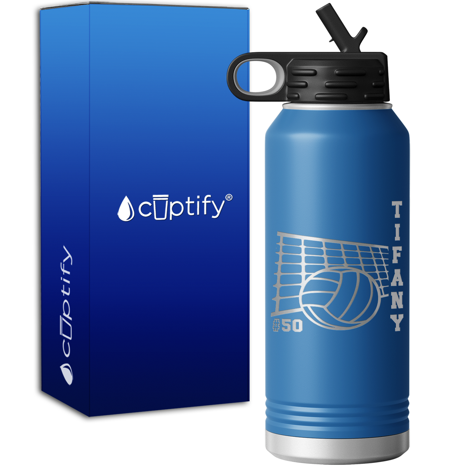 Personalized Name and Team Number Volleyball 32oz Sport Water Bottle