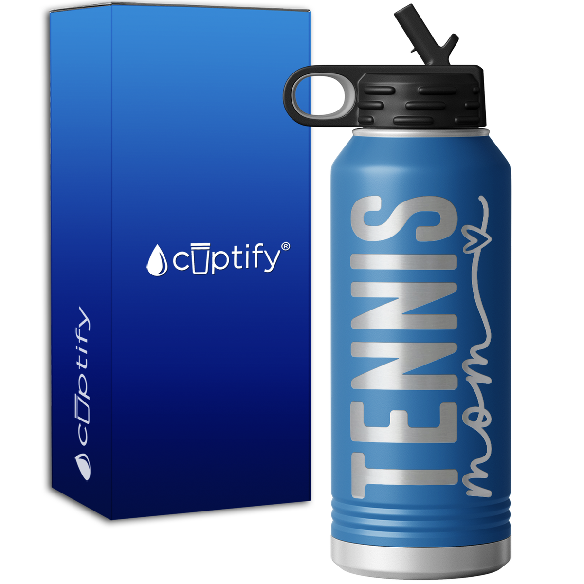 Tennis Mom Heart 32oz Sport Water Bottle