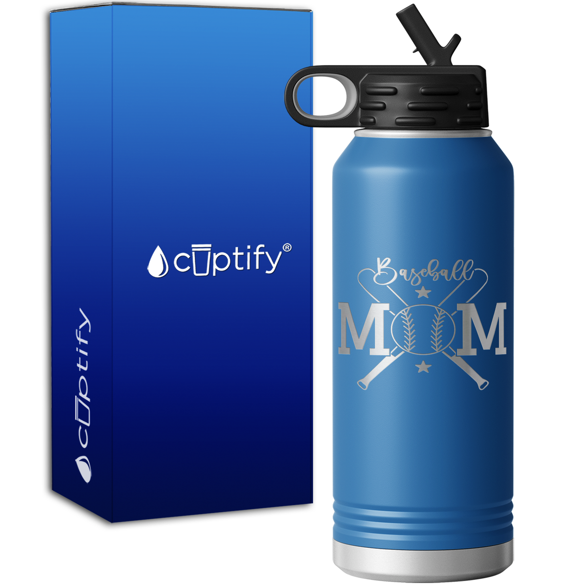 Baseball Mom Balls and Bats 32oz Sport Water Bottle