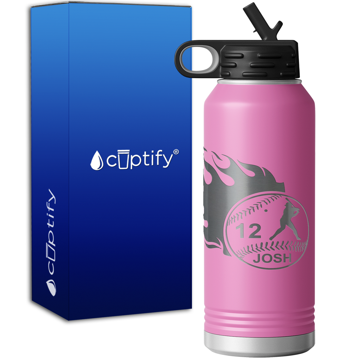 Baseball Personalized 32oz Sport Water Bottle