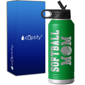 Mom Softball 32oz Sport Water Bottle