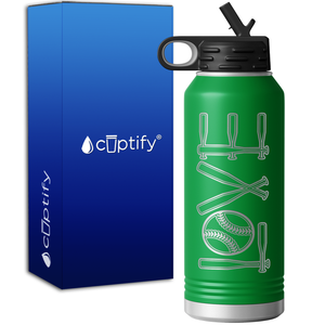 Softball Love Ball and Bats 32oz Sport Water Bottle