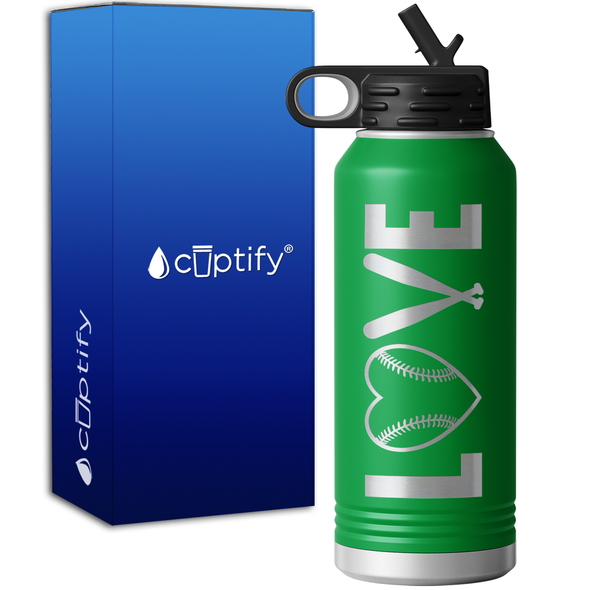 Love Baseball 32oz Sport Water Bottle