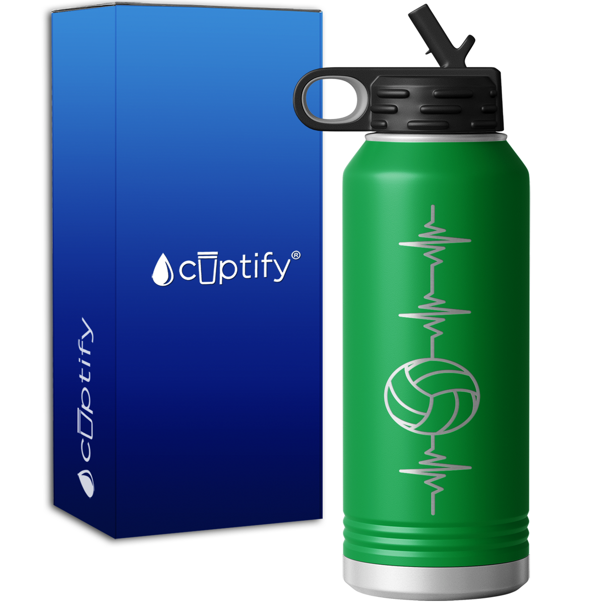 Heart Beat Pulse Volleyball 32oz Sport Water Bottle