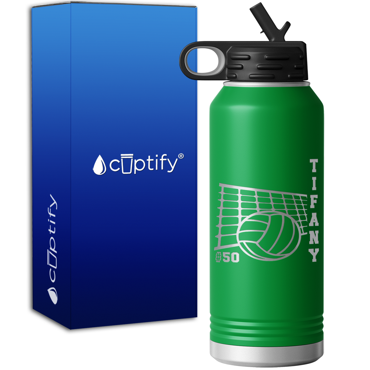 Personalized Name and Team Number Volleyball 32oz Sport Water Bottle
