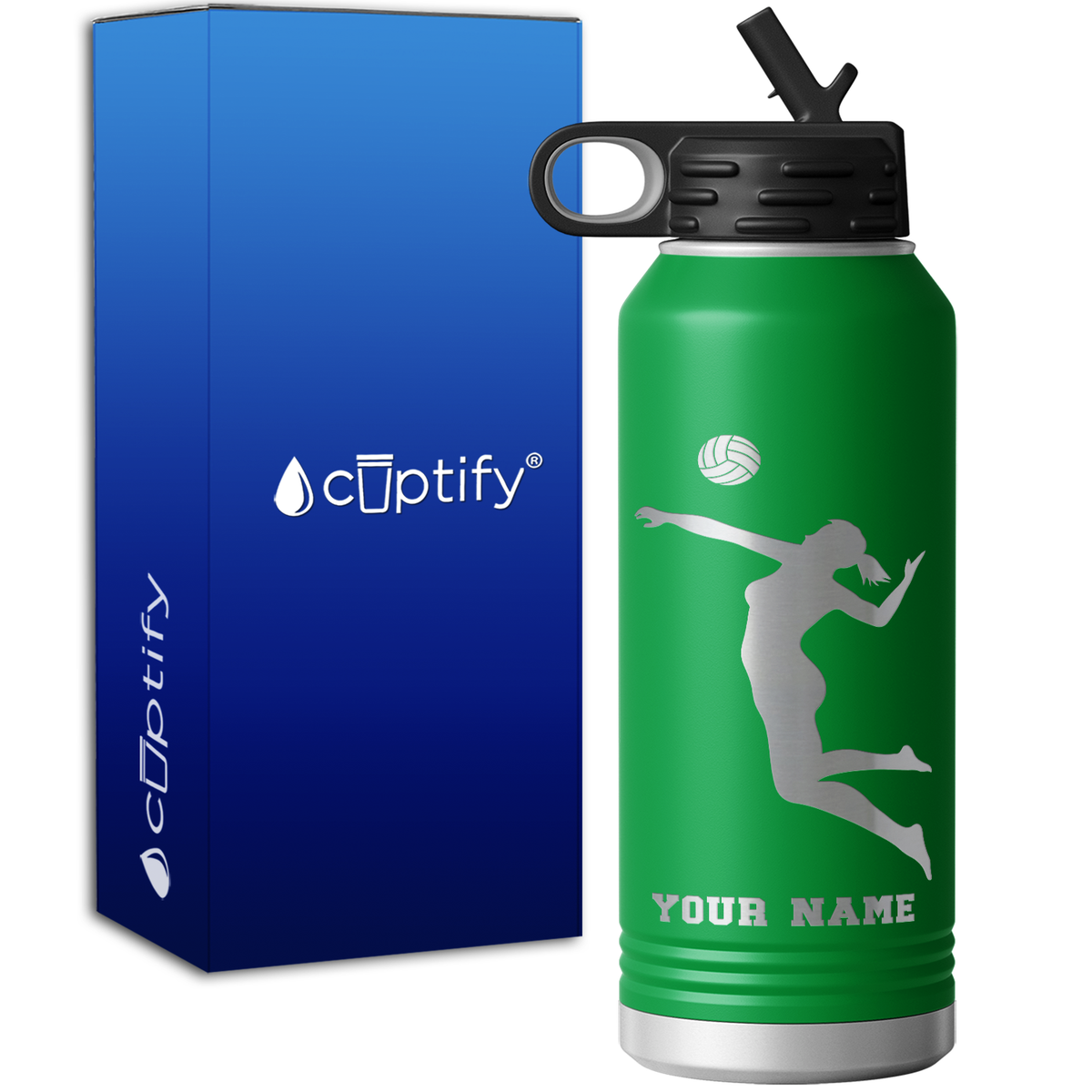 Personalized Jumping Volleyball Girl 32oz Sport Water Bottle