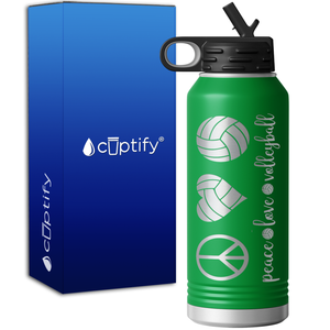 Peace Love Volleyball 32oz Sport Water Bottle