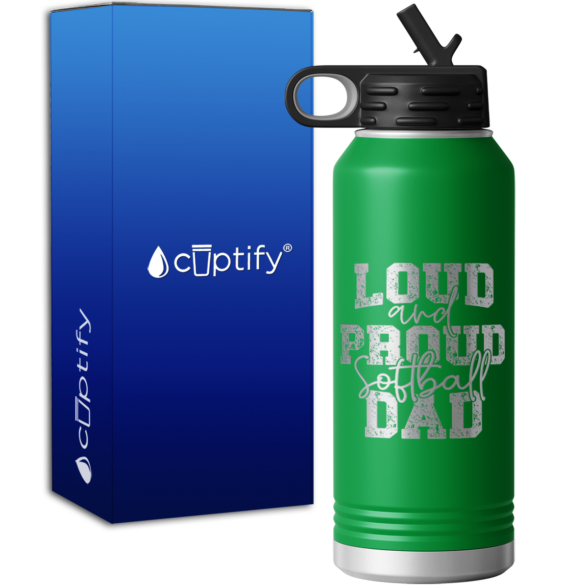 Loud and Proud Softball Dad 32oz Sport Water Bottle