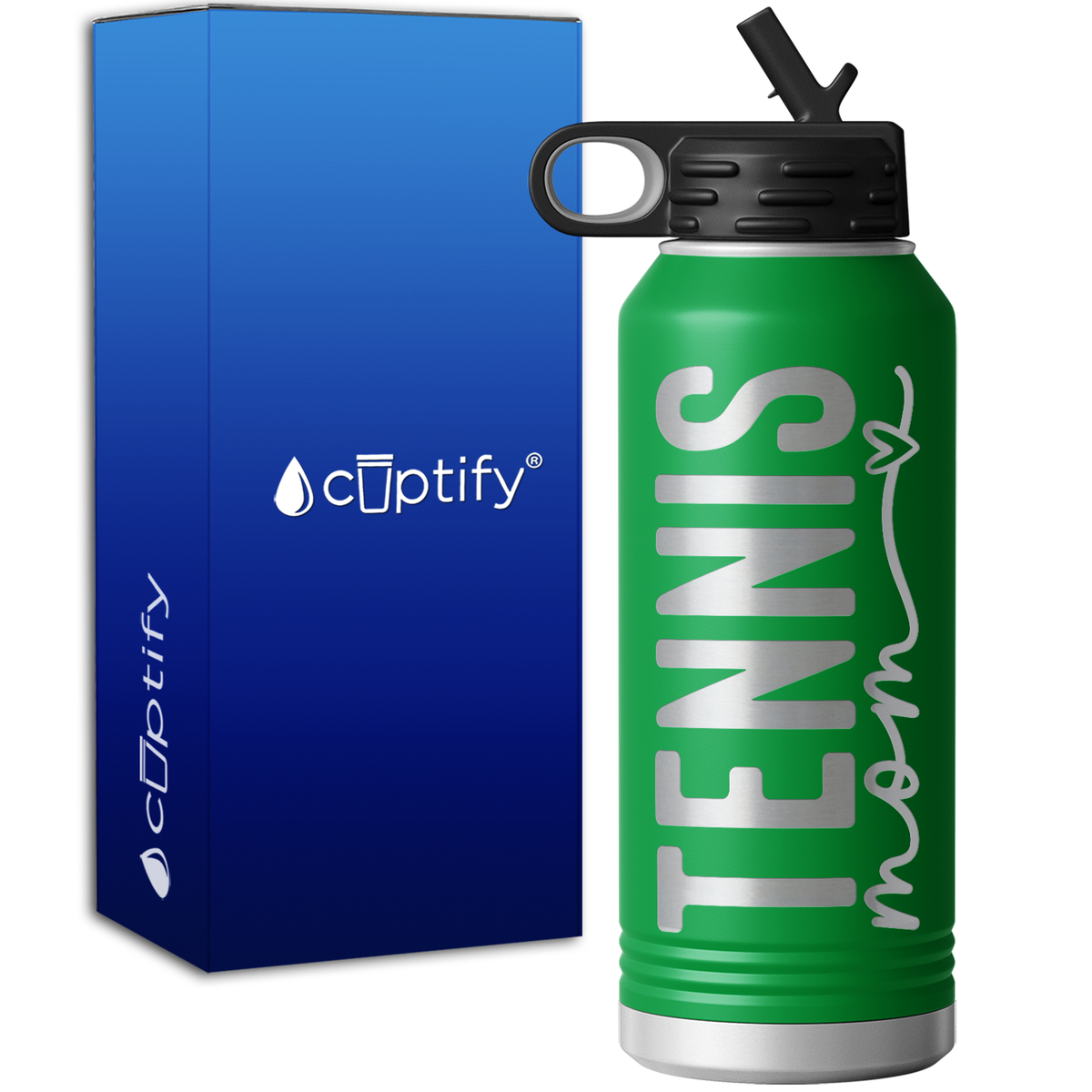 Tennis Mom Heart 32oz Sport Water Bottle