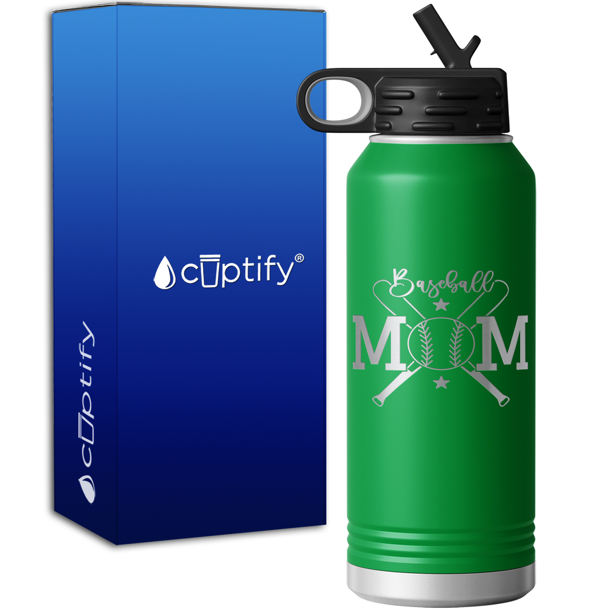 Baseball Mom Balls and Bats 32oz Sport Water Bottle