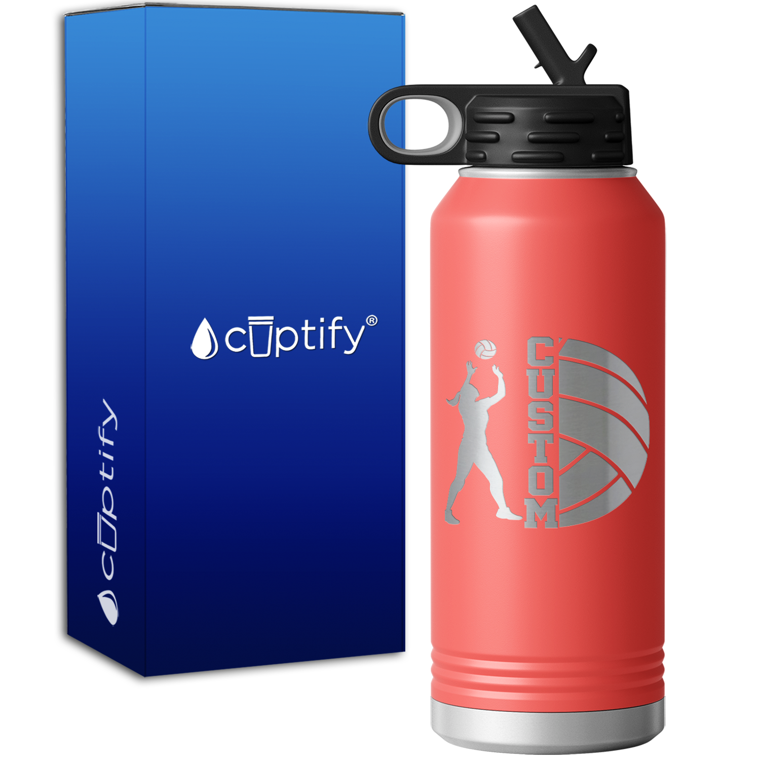 Custom Name Volleyball Player 32oz Sport Water Bottle