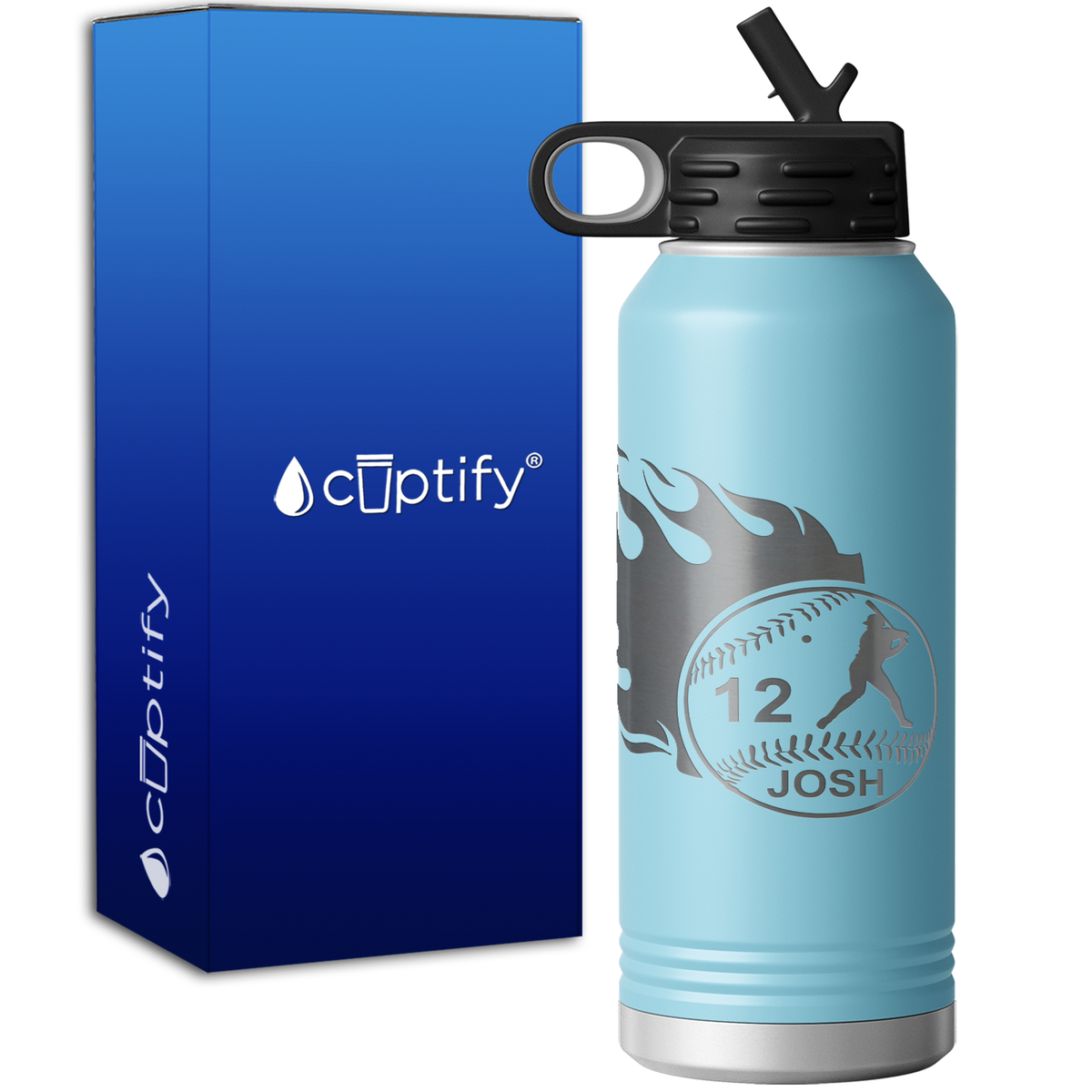 Baseball Personalized 32oz Sport Water Bottle