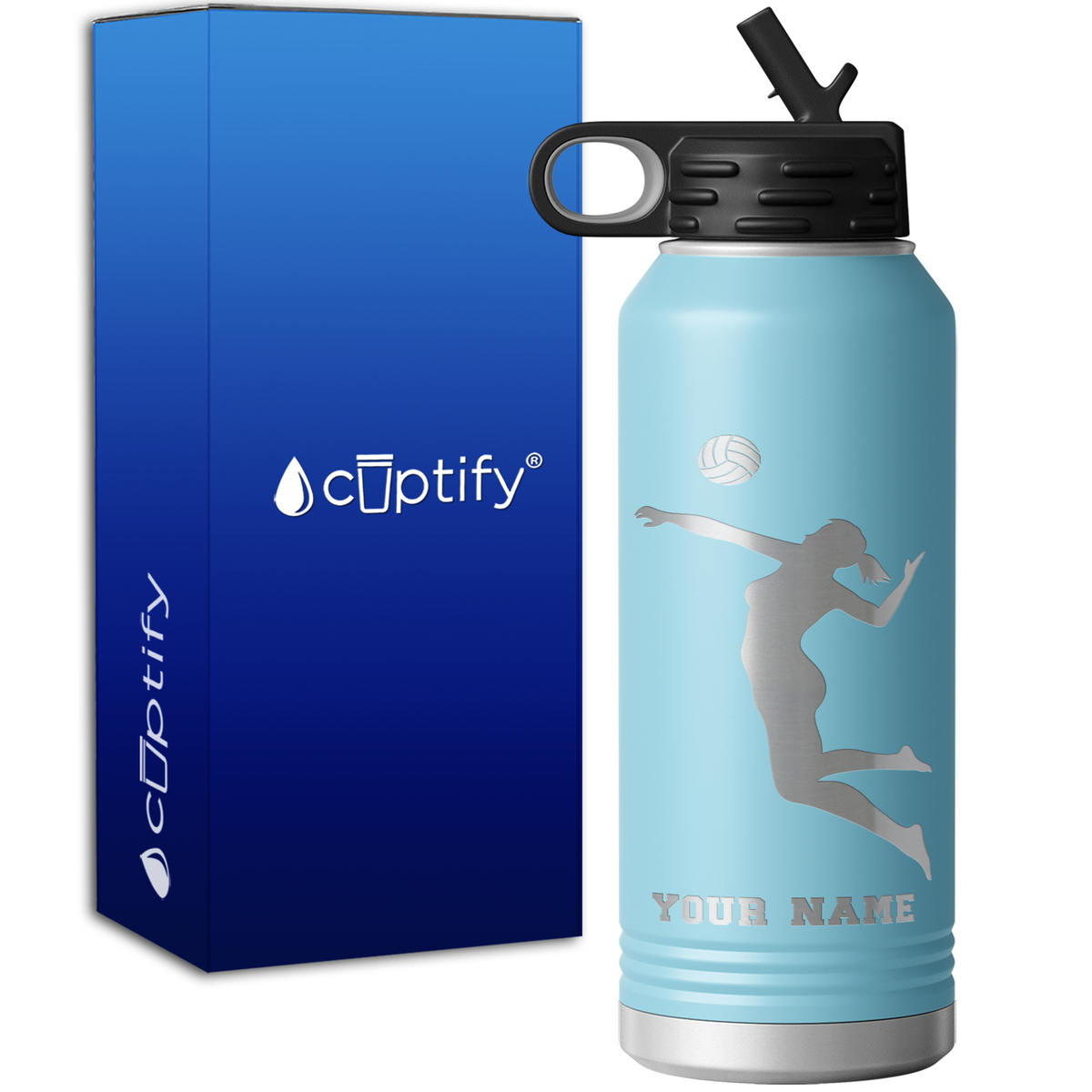 Personalized Jumping Volleyball Girl 32oz Sport Water Bottle