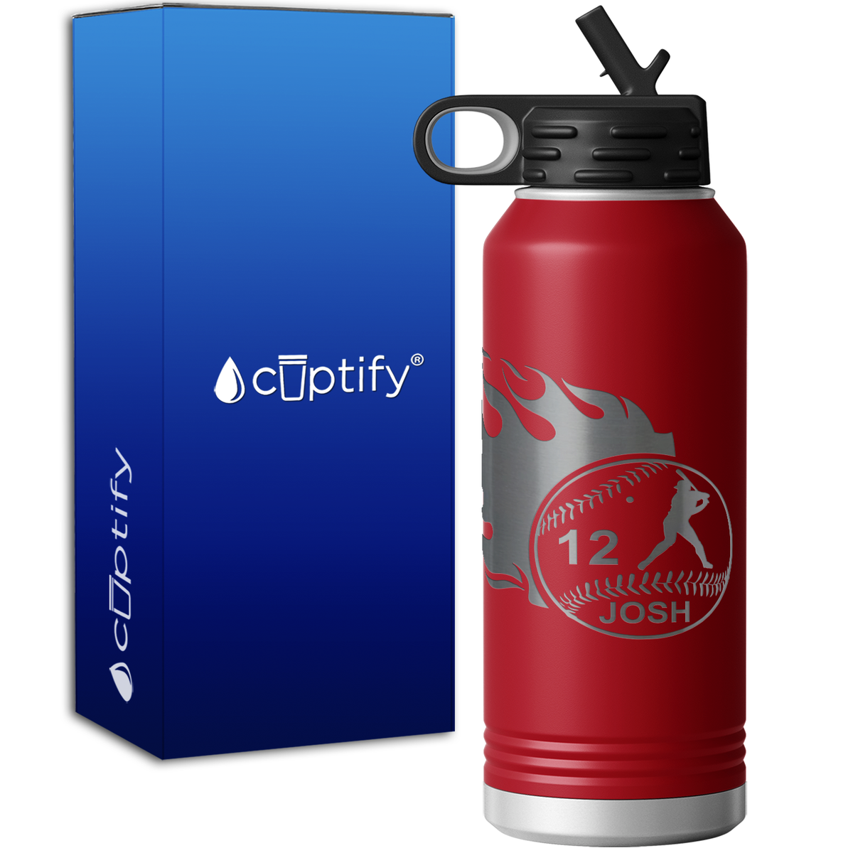 Baseball Personalized 32oz Sport Water Bottle