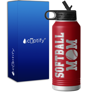 Mom Softball 32oz Sport Water Bottle