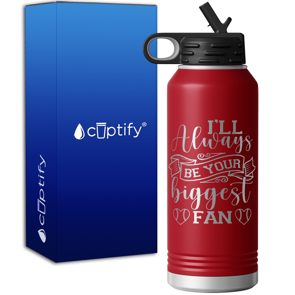 I'll Always Be Your Biggest Fan Baseball 32oz Sport Water Bottle