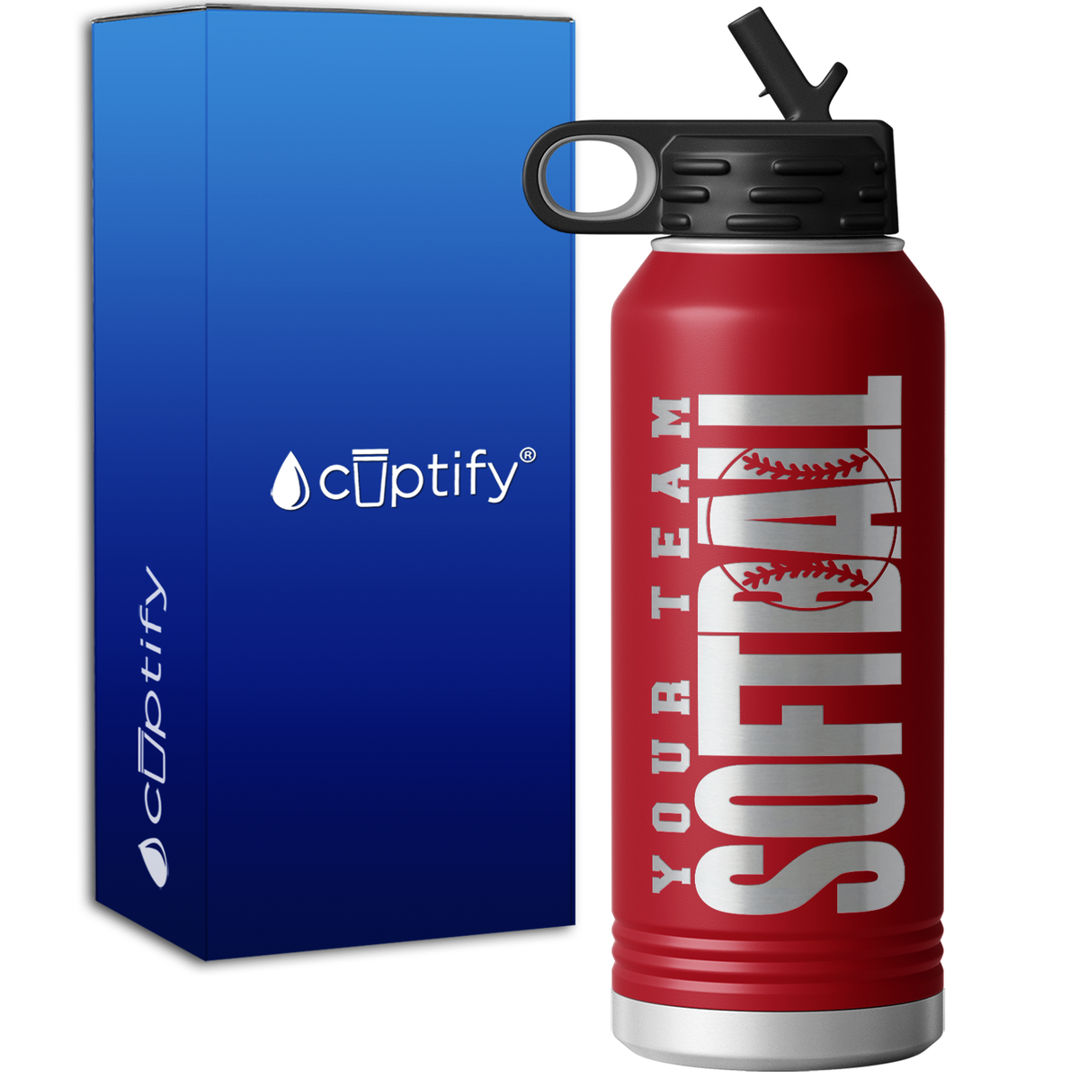 Personalized Team Softball 32oz Sport Water Bottle