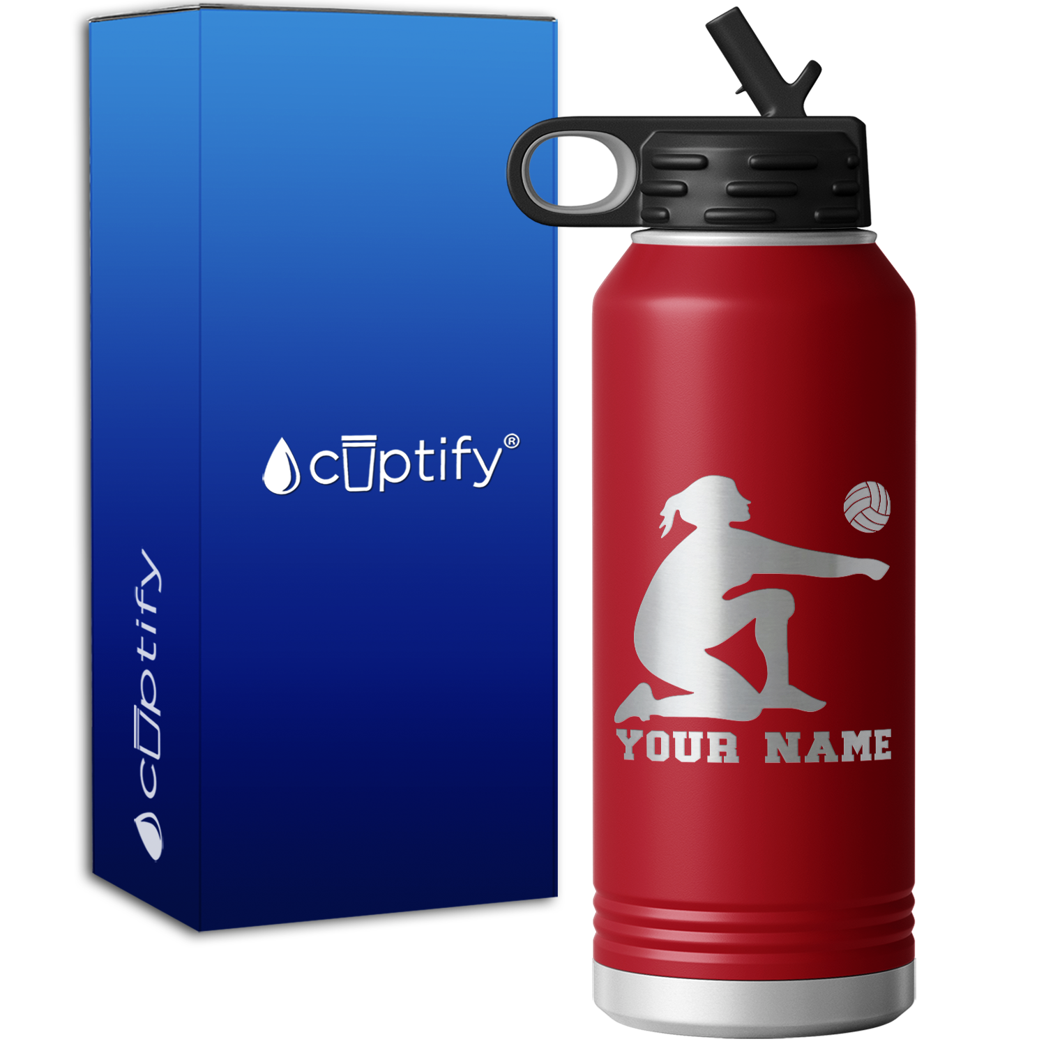 Personalized Volleyball Girl Bumping 32oz Sport Water Bottle