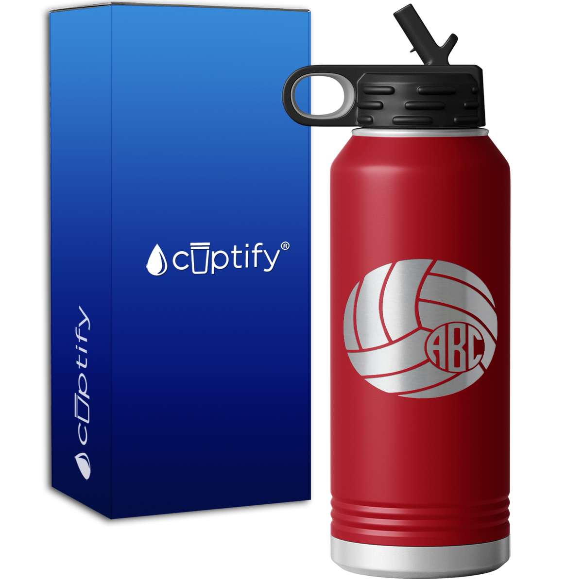 Personalized Circle Monogram Volleyball  32oz Sport Water Bottle