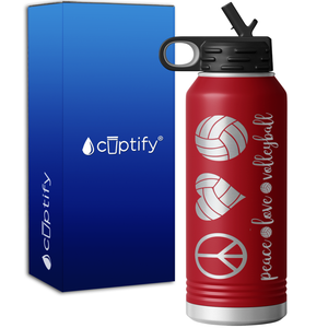 Peace Love Volleyball 32oz Sport Water Bottle