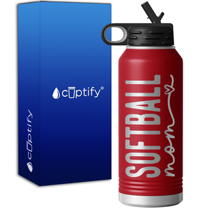 Softball Mom Heart 32oz Sport Water Bottle