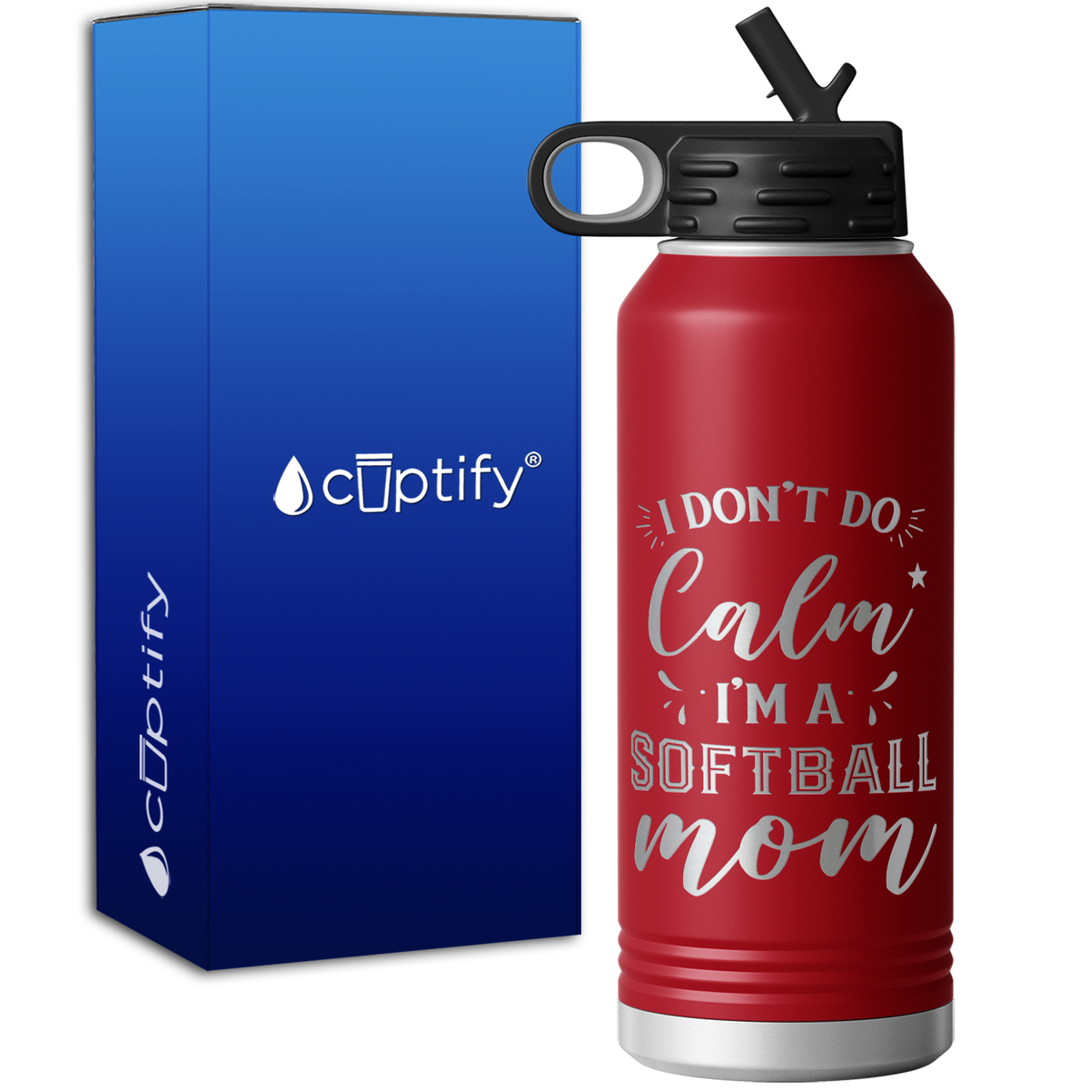 I Don't do Calm Im a Softball Mom 32oz Sport Water Bottle