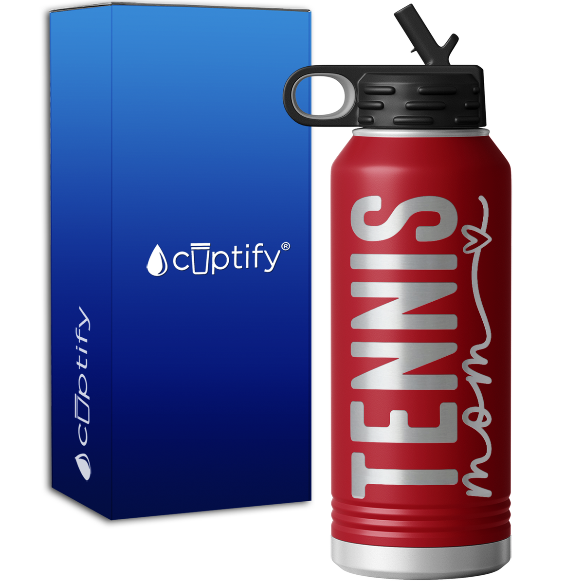 Tennis Mom Heart 32oz Sport Water Bottle