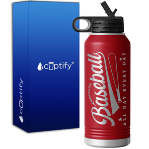Baseball All Day Every Day 32oz Sport Water Bottle