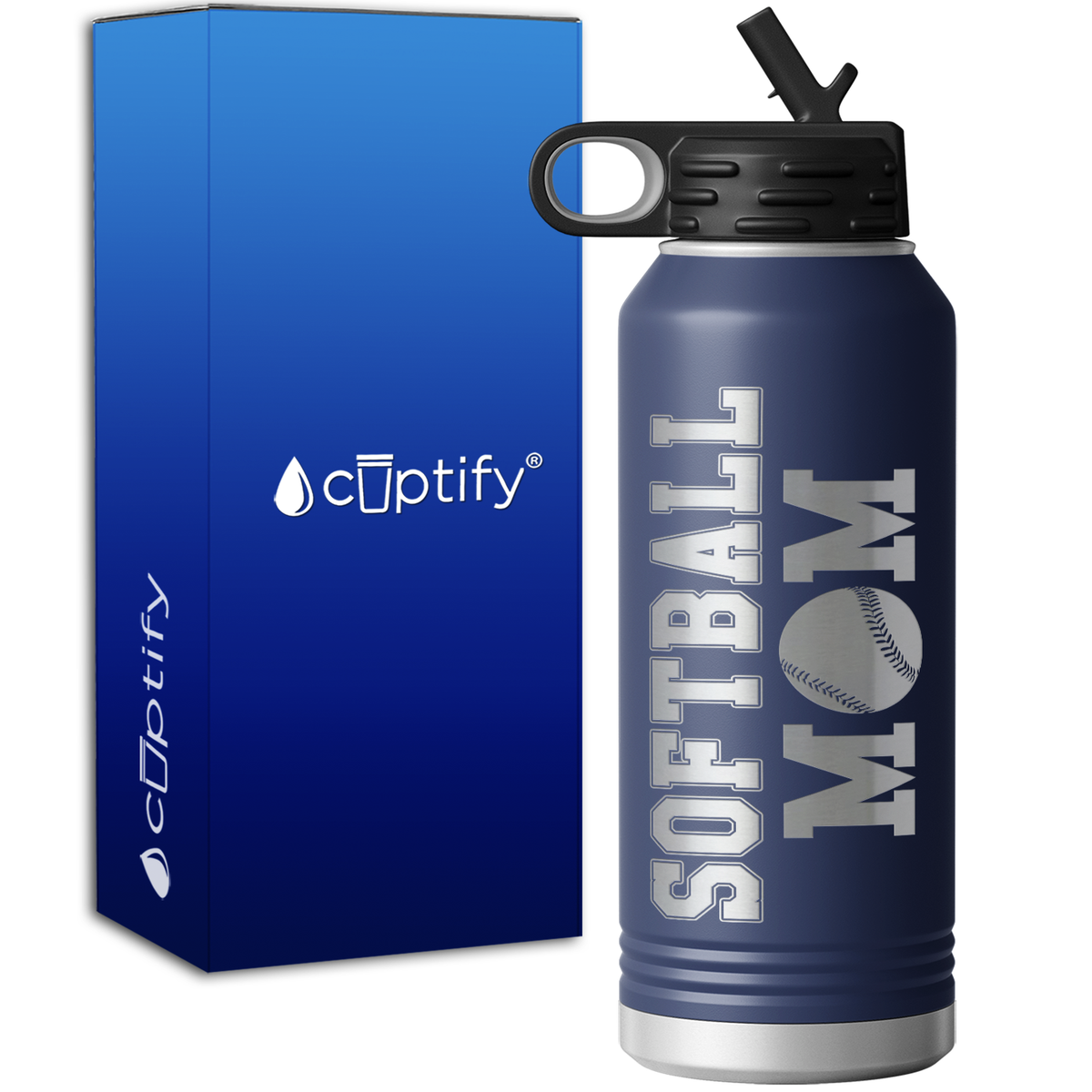 Mom Softball 32oz Sport Water Bottle