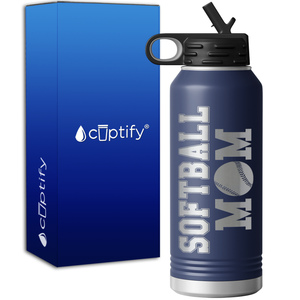 Mom Softball 32oz Sport Water Bottle